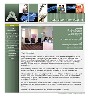 Bangsar Chiropractic Web Site Screenshot - Click to Enlarge