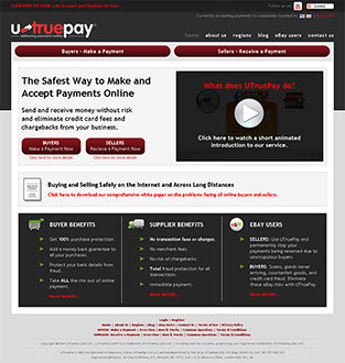 UTruePay Web Site Screenshot - Click to Enlarge